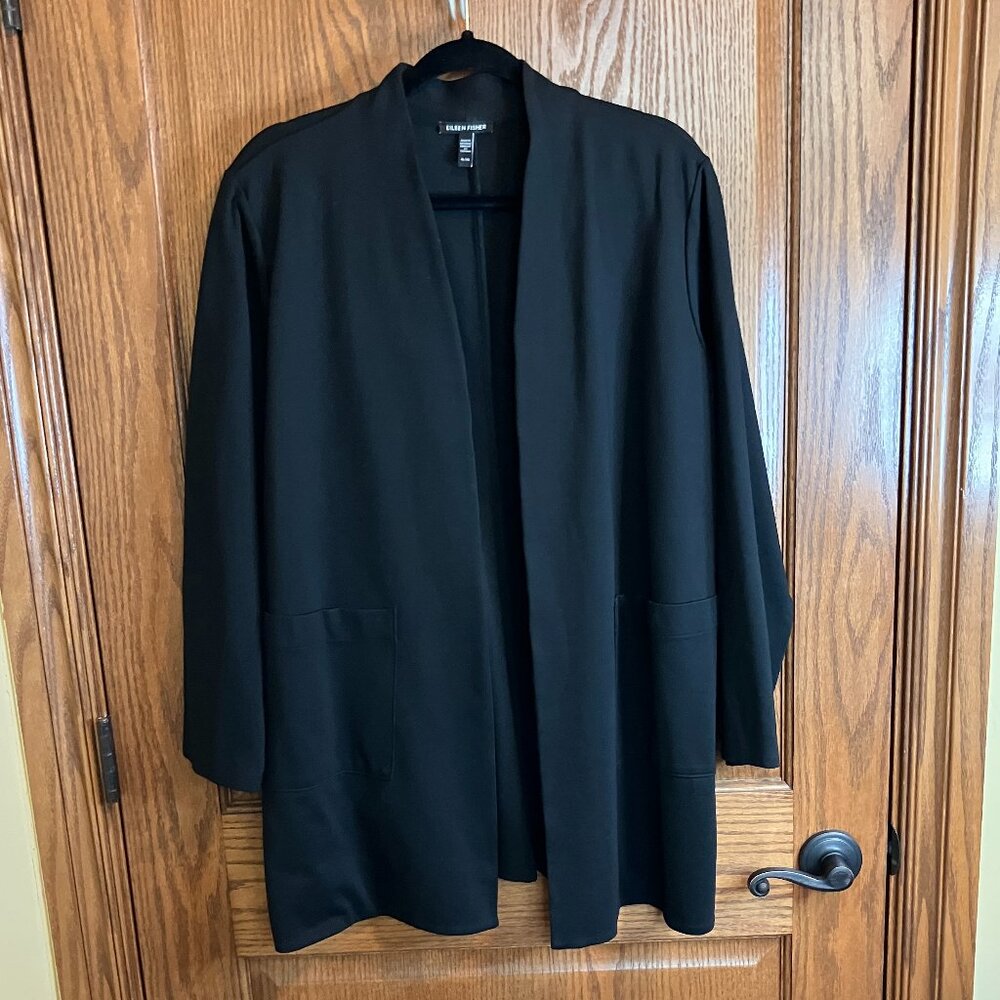 Eileen Fisher Black Long Jacket Size Extra Large XL